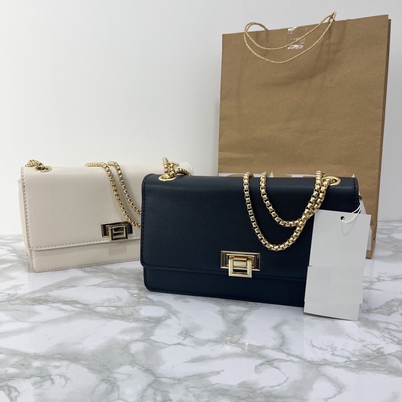[FOTO ASLI] Tas Wanita Clara Sling Bag Kulit Sintetis Tali Rantai Panjang Trendy Import RZ Bag