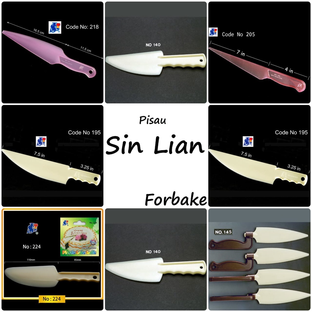 SinLian High Quality Sin Lian Plastic Plastic Knife Cake Pisau Plastik Kue 140 145 195 205 218 224