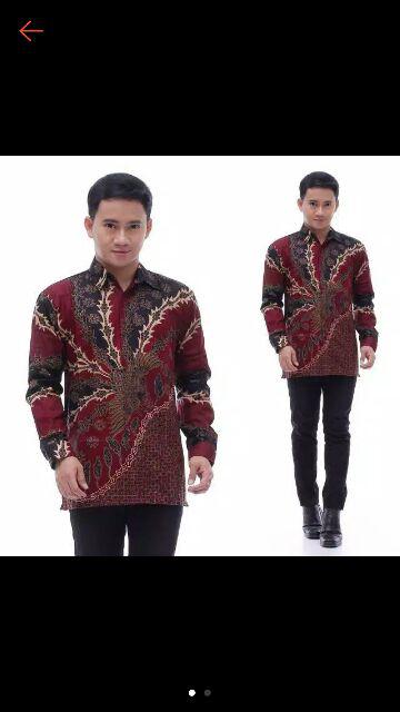 Kemeja Batik Pria Lengan Panjang Size M L Xl Xxl Bswart Batik Hrb026 Kenango Panjang Padi