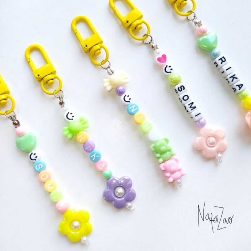 Beads keychain manik / keyring custom gantungan kunci / gantungan handphone / phone hook phone strap