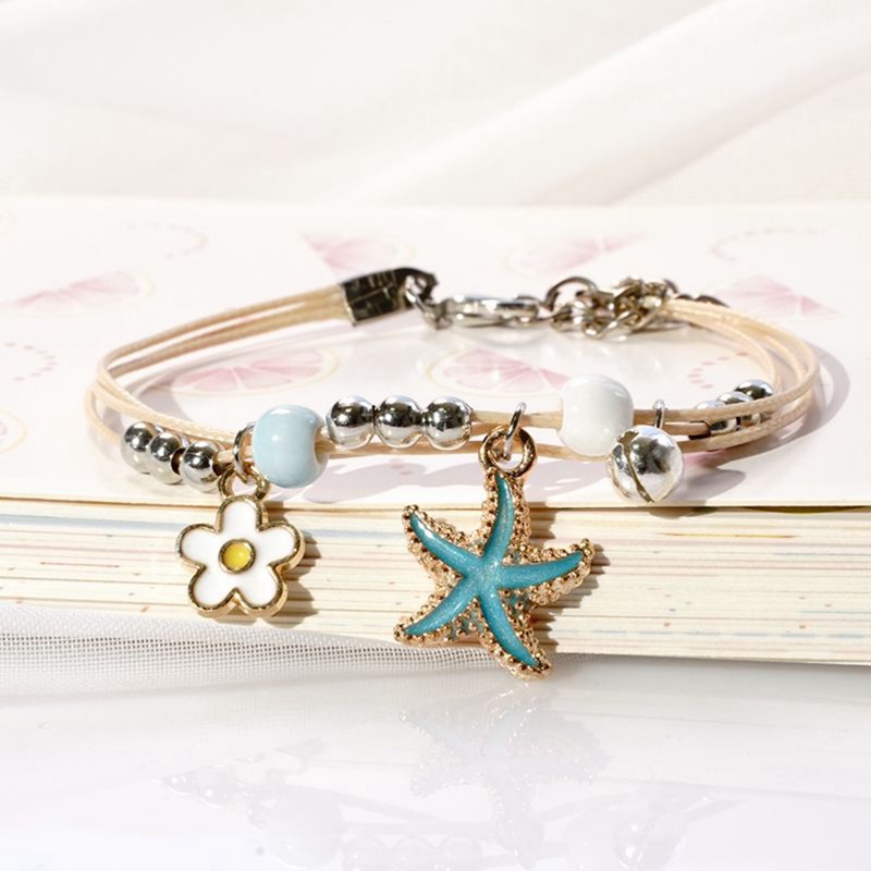 Handmade Gelang Manik-Manik Keramik Bentuk Kartun Burung Bahan Alloy Gaya Retro Untuk Wanita