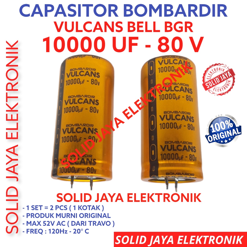 CAPASITOR ELCO VULCANS 10000UF 80V BOMBARDIR VULCAN 10000 UF 80 V ELKO KAPASITOR 10000 MIKRO MICRO 80 VOLT ELKO BOMBARDIER BELL BGR 80VOLT MURNI ASLI ORI ORIGINAL