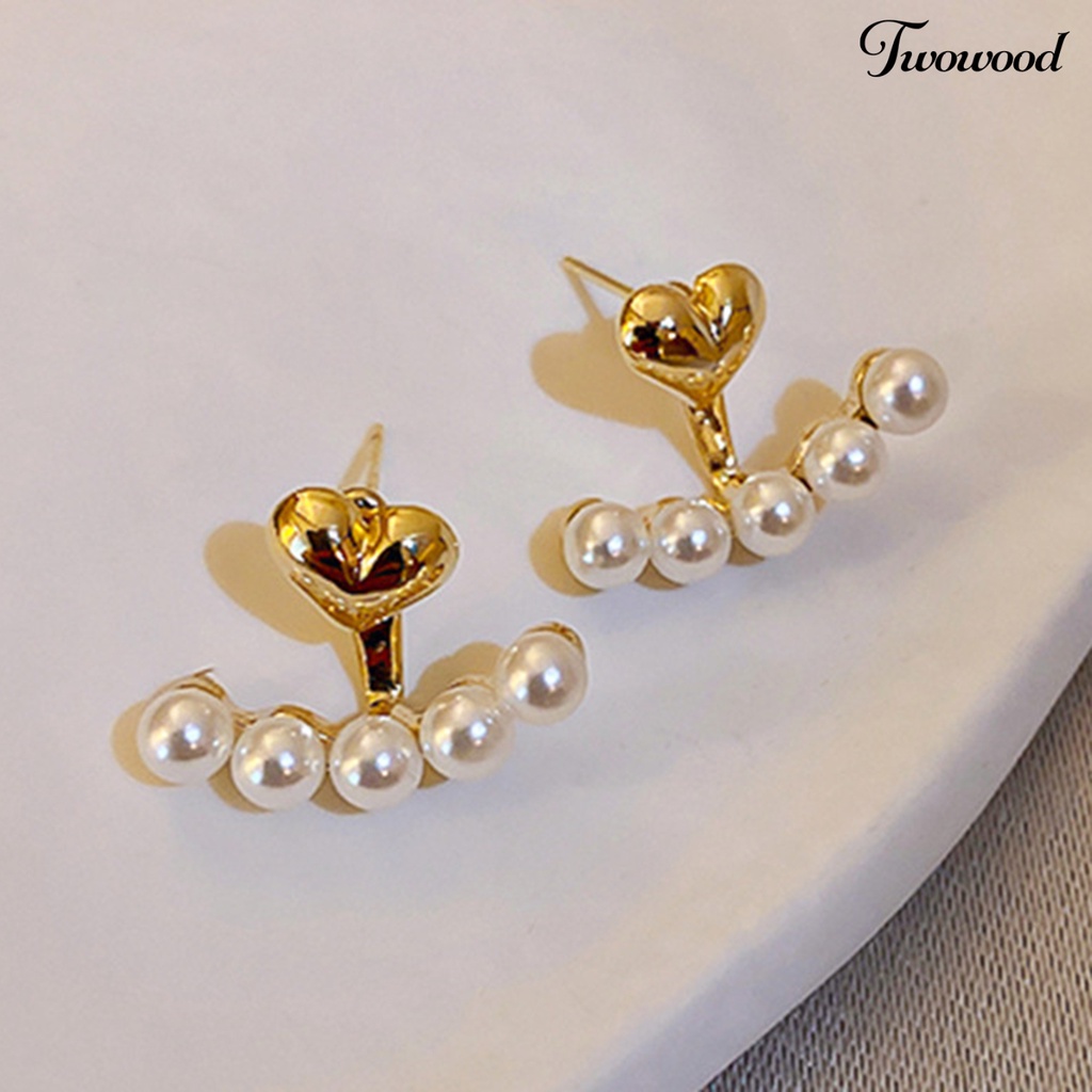 1 Pasang Anting Stud Mutiara Tiruan Bahan Alloy Untuk Aksesoris