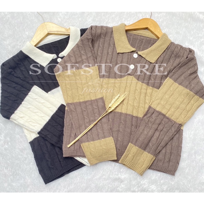 Nayara Sweater Cable Crop Top Rajut Premium Knit / Atasan wanita premium Tebal