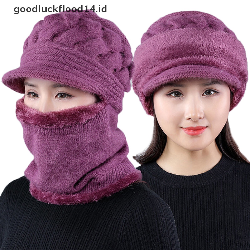 [OOID] Winter Female Lady Woolen Hat Thickening Warm Knit Beanie Scarf Crochet Cap  ID