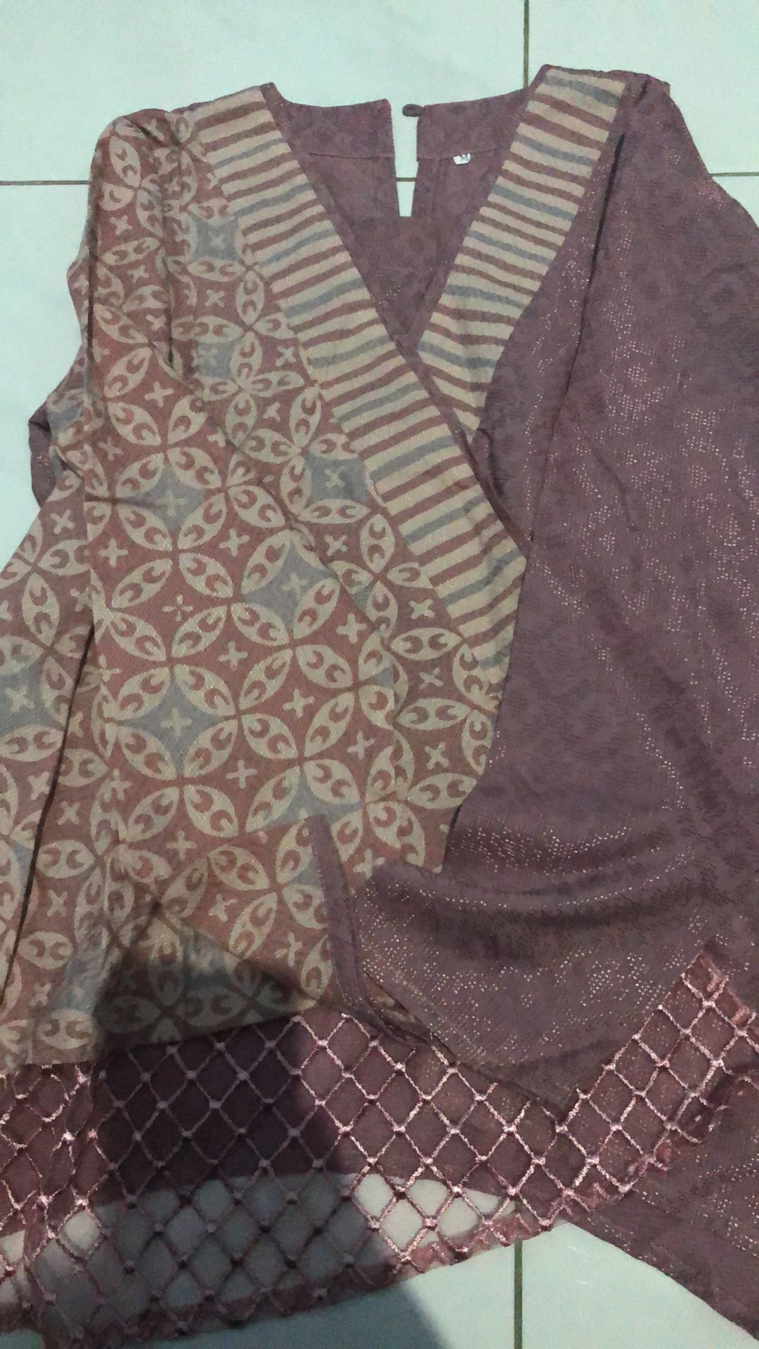 Atasan Batik Wp 141 Ungu Blouse Wanita Kerja Modern