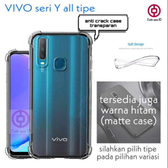 Case VIVO Y12 i/Y15/Y17/Y19/Y71/Y81/Y91/Y93/Y95/Y53-silicon jelly anti crack(bening) &amp; (hitam)matte