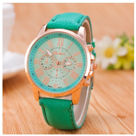 ✅COD J100 Jam Tangan Geneva Leather Quartz Fashion Wanita Import Murah Jakarta-Hijau