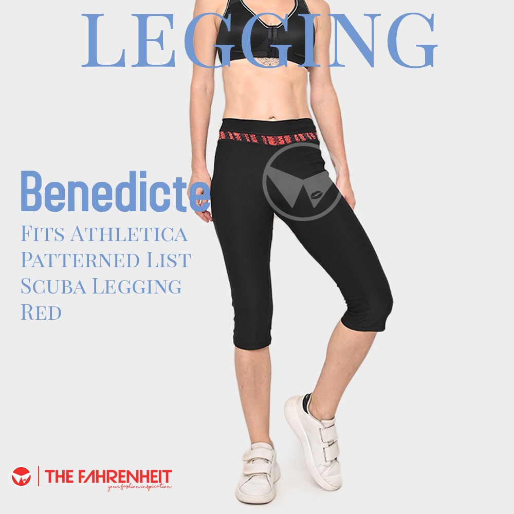 The-Fahrenheit Benedicte Fits Athletica Patterned List Scuba Legging - Red