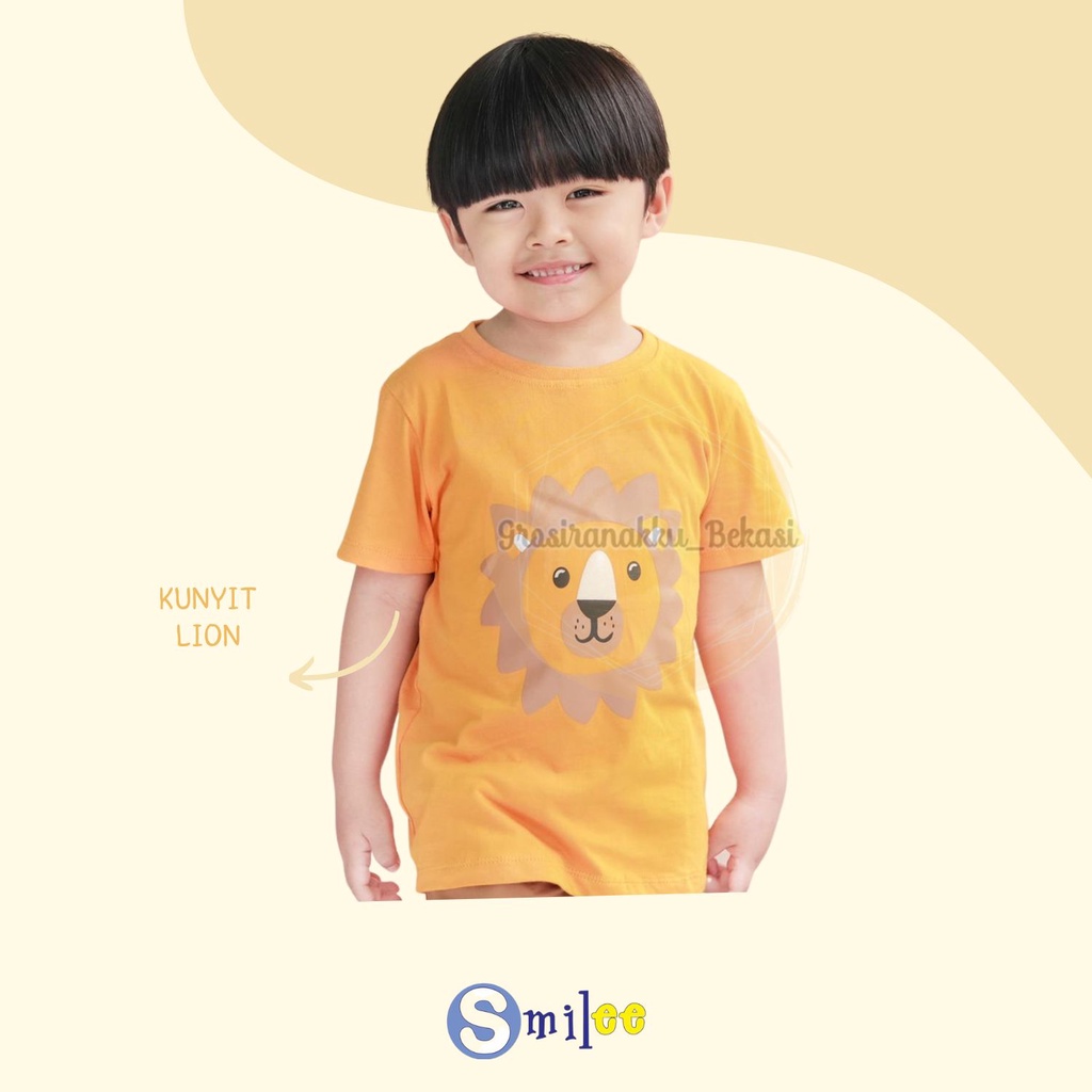 Kaos Anak Cowok Smile Murah Animals Mix Motif Size 1-5Th