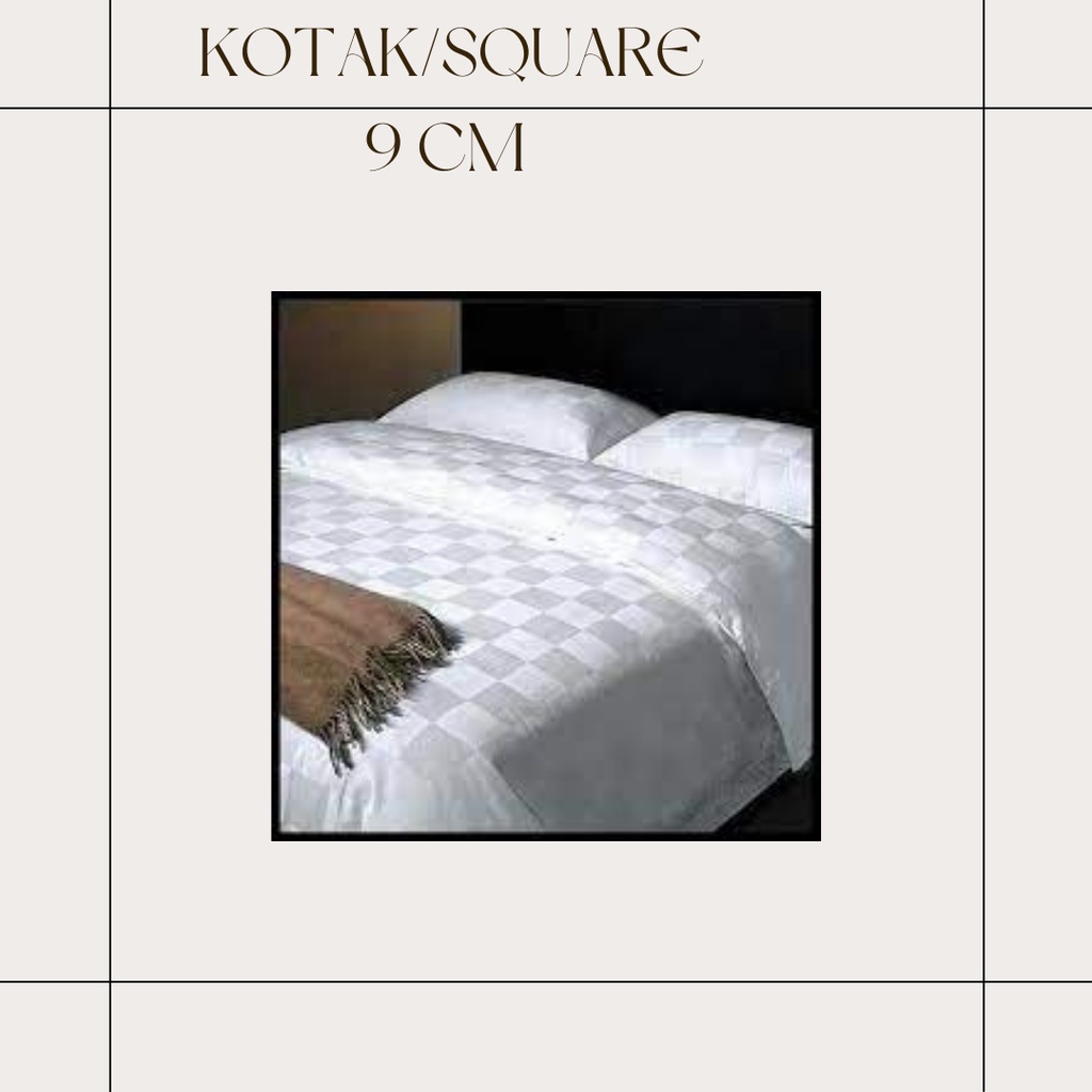 Sprei Hotel Bahan Dobby Putih motif Garis Kotak Ukuran 180x200