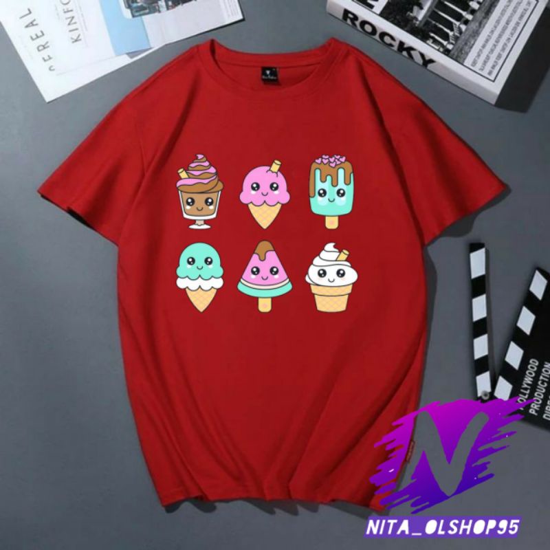 kaos ice cream baju kaos anak ice cream animasi kartun