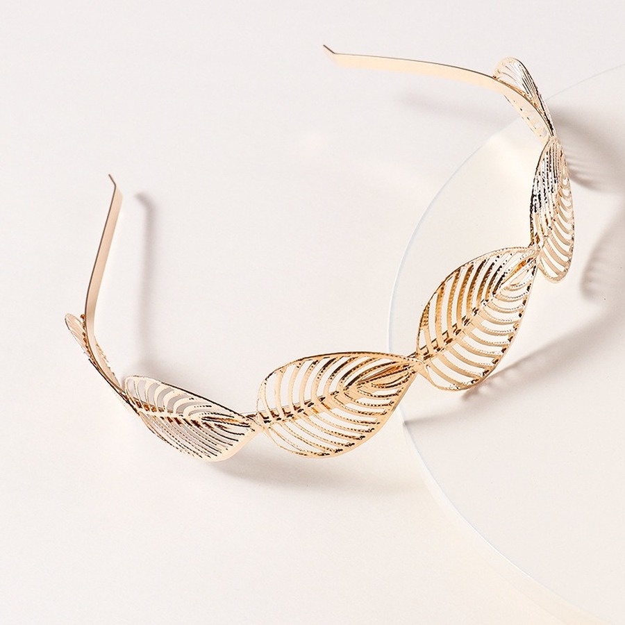 Bando Desain Bunga Daun Aksen Mutiara Bahan Alloy Gaya Retro Korea Untuk Wanita