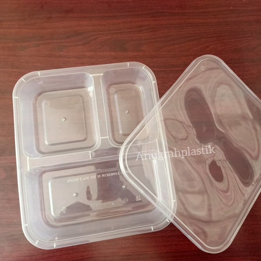 Thinwall bento 3 sekat / kotak thinwall bento sekat 3 PER SLOP