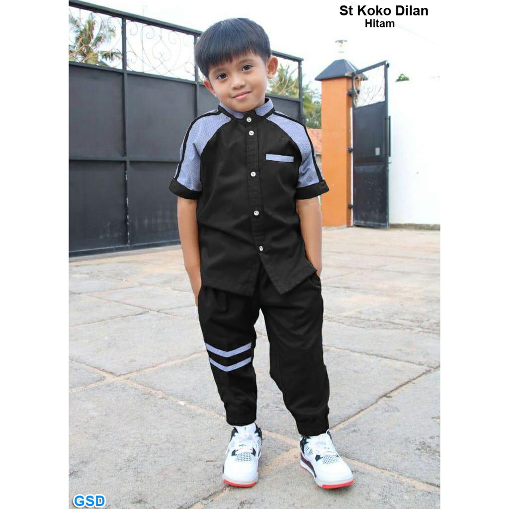 Set Koko dilan/Baju Koko Anak/Baju Gamis Anak Laki-Laki/Baju Dan Celana Joger Anak/Baju Lebaran