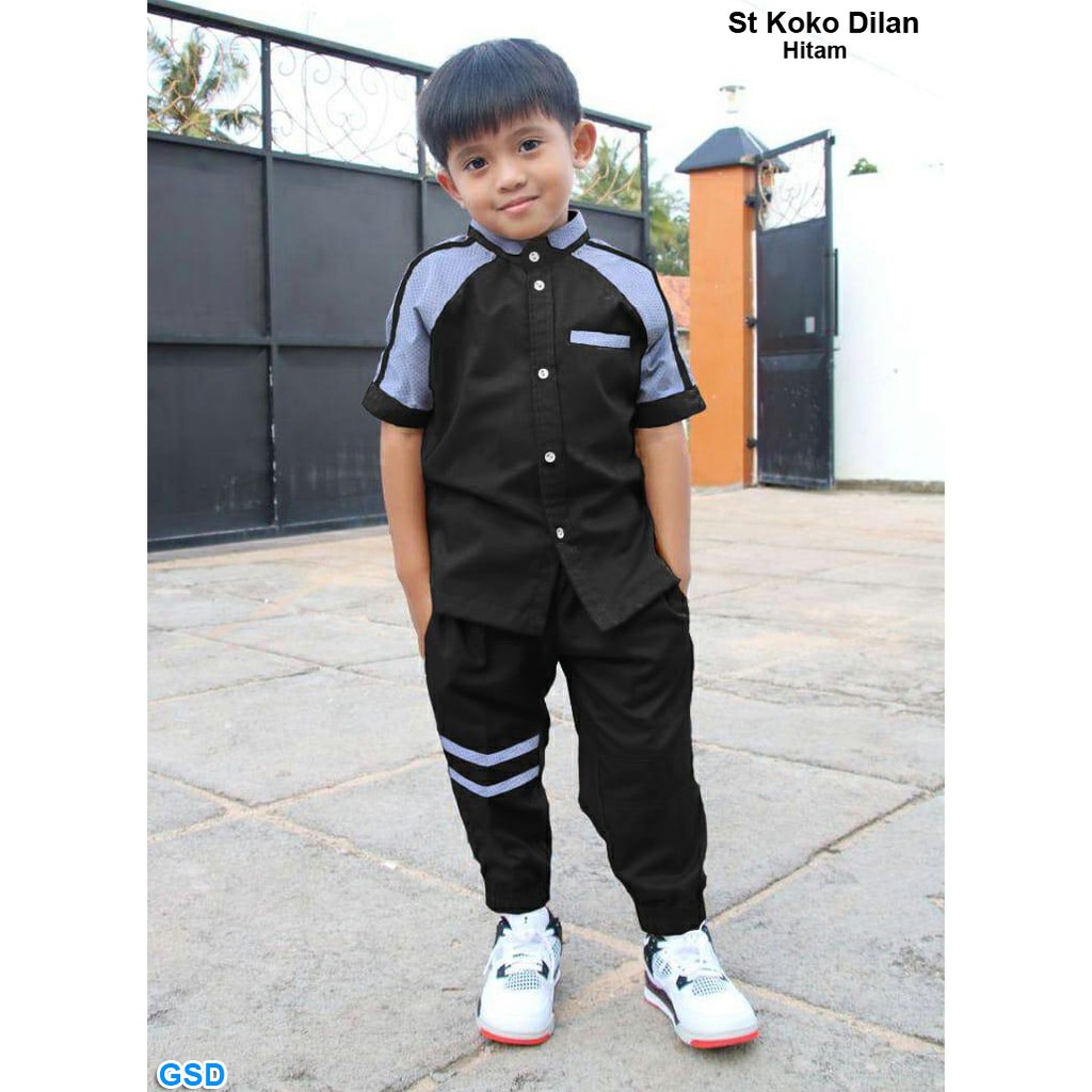 Set Koko dilan/Baju Koko Anak Lengan Pendek Best Seller/Jubah Anak Muslim/Fashion Muslim Murah