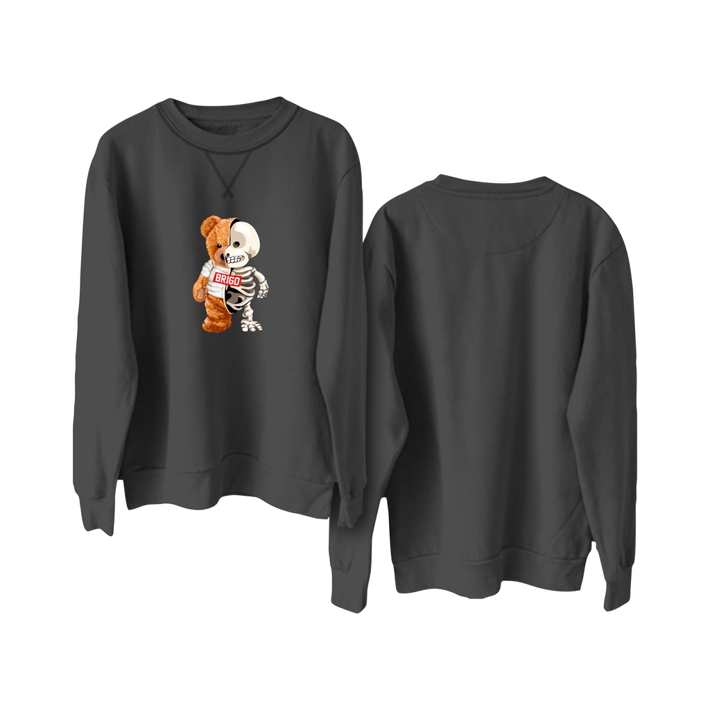 Sweater Crewneck BRIGO Sablon DTF Fleece Cotton || BRIGO Basic Sweatshirt Beruang 2muka M-XXL (Pria &amp; Wanita) Free stiker&amp;Gantungan Kunci