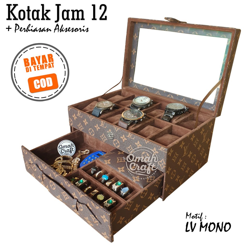 2KG PROMO MURAH Box Jam Tangan isi 12 Tempat Perhiasan &amp; Aksesoris Cincin Kalung Gelang / Kotak Jam