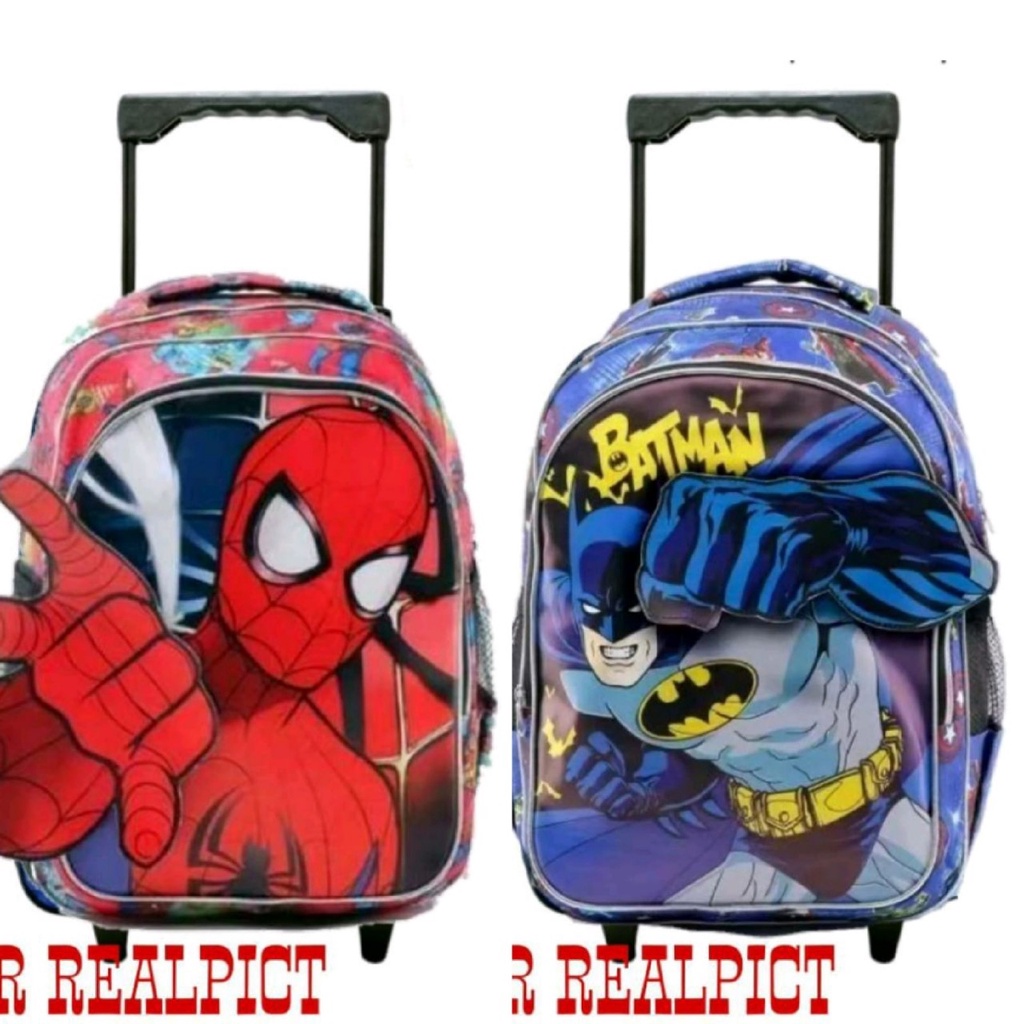 Tas Ransel Troli Anak Laki Laki Model Hero 3D Keren Untuk Paud TK SD