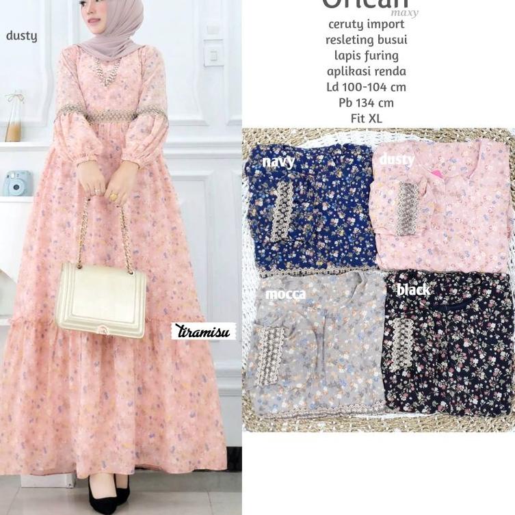 CGK.26Au22ᴹ ▪ orlean maxi dress muslim gamis ceruty full furing gamiskekinian gamis kombinasi ori am