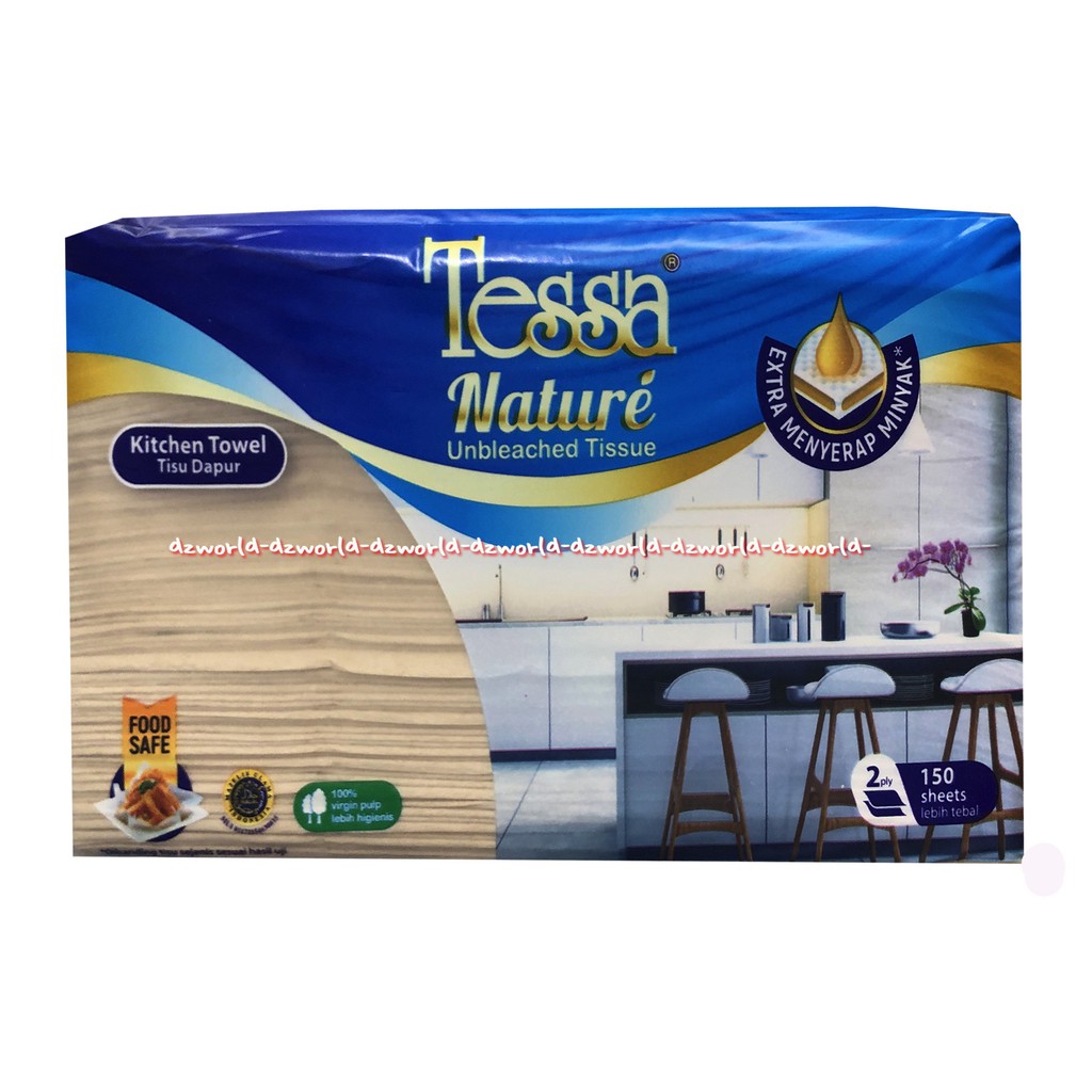 Tessa Nature Unbleached Tissue Kitchen Towel 150Lembar Tisu Dapur Coklat Natural Food Save Tesa Cokelat