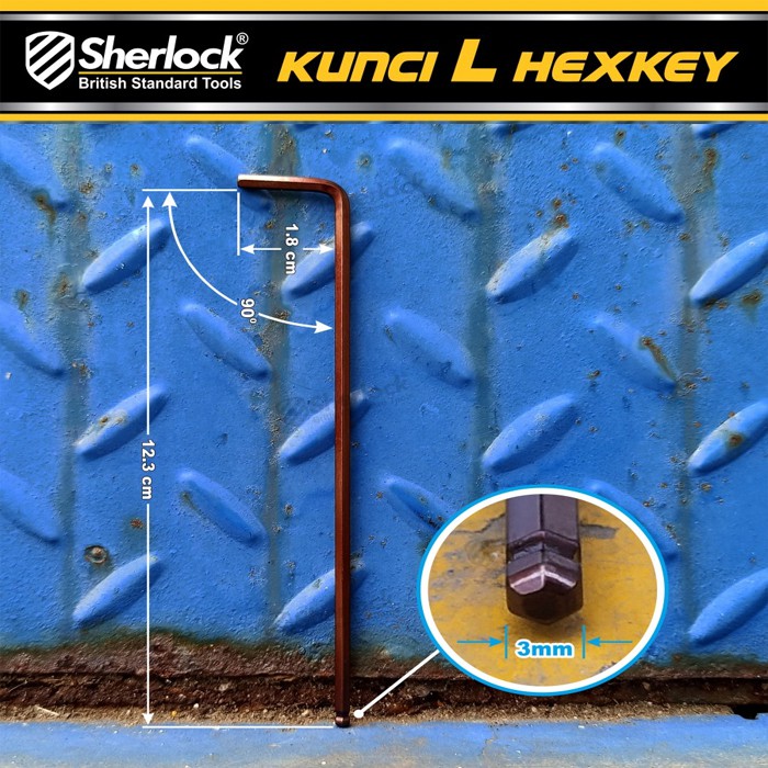 Kunci L Hexkey 3 mm (Heavy Duty) / Sherlock Kunci L Material S2 (1Pcs)