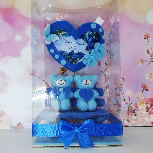 [ORGM] Kado valentine vday couple bear with photoframe