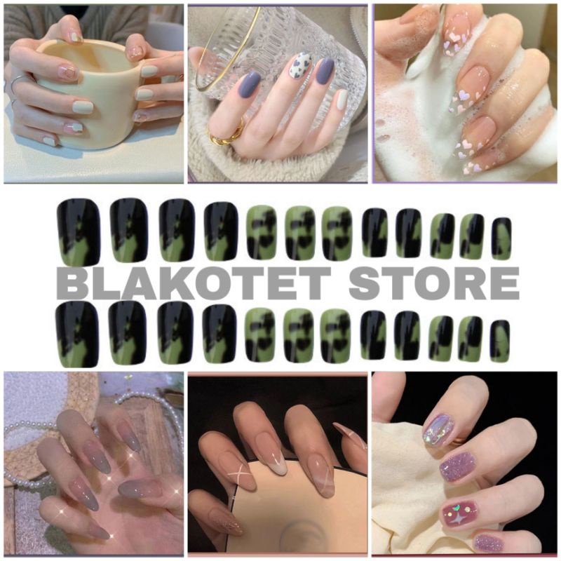 Fake Nails Art / Kuku Palsu 24 Pcs (R181-R200) FREE LEM CAIR 2gr