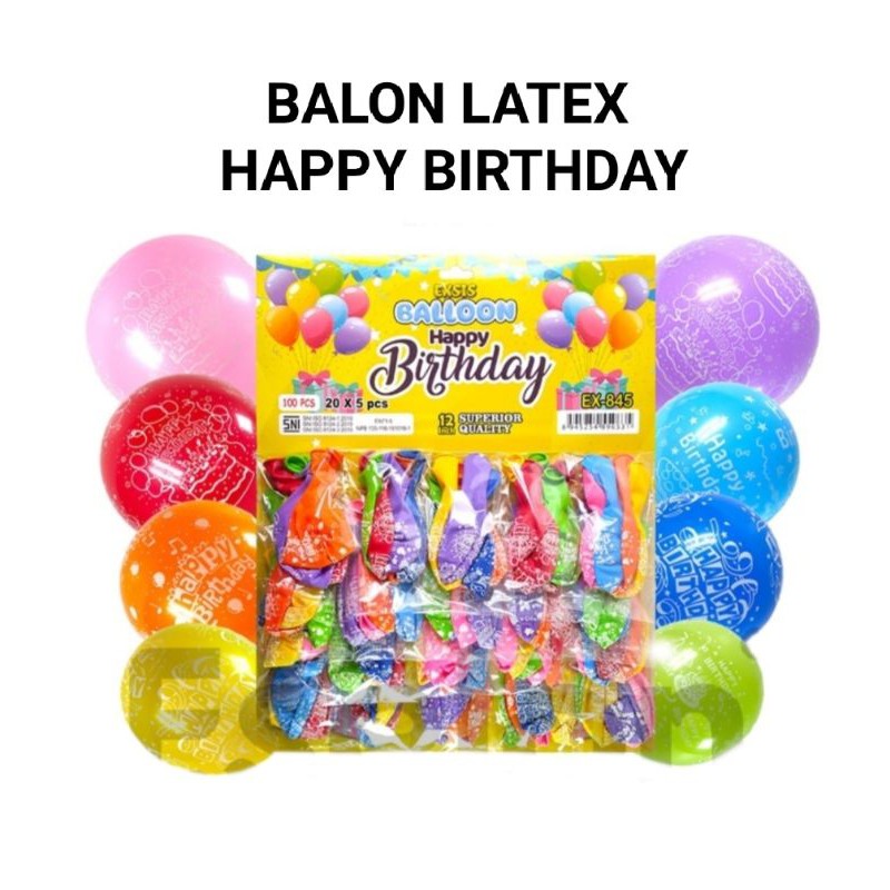Image of (5pcs) Balon Latex Motif Happy Birthday dan Emoticon 12 inchi #1