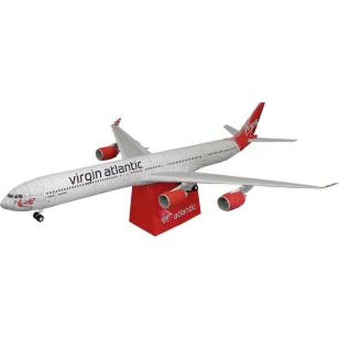 DIY Miniatur Papercraft Pesawat Virgin Atlantic AIRBUS A340-600