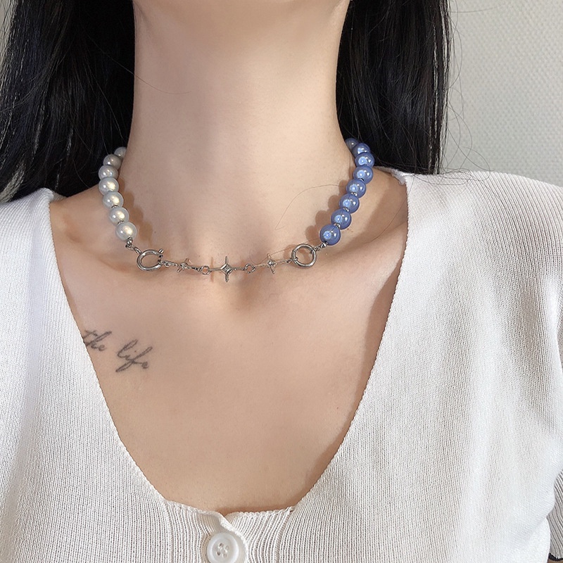 Kalung Rantai Klavikula Dua Warna Gaya Korea Untuk Aksesoris
