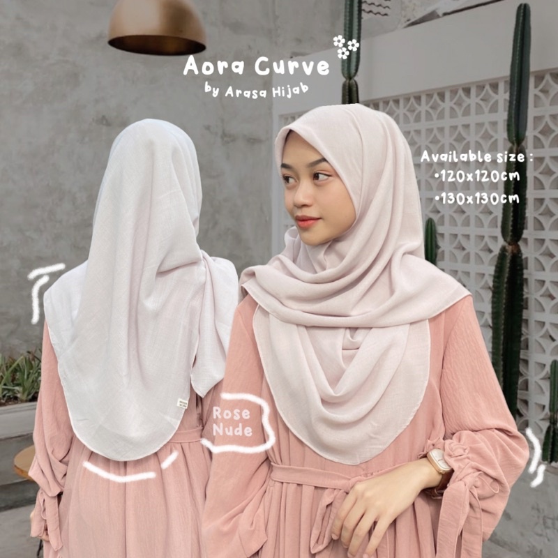 Aora Curve 120 &amp; 130cm Cotton Voile by Arasa Hijab• Bawal Curve • Segiempat Curve Syari • Hijab Malaysia • Segiempat Oval