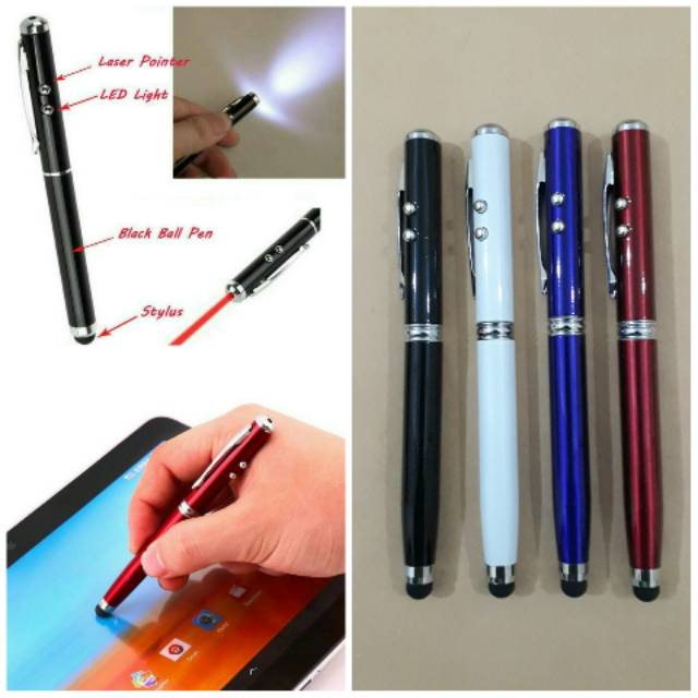 STYLUS PEN 4 IN 1 UNIVERSAL - PULPEN STYLUS SENTER LASER POINTER