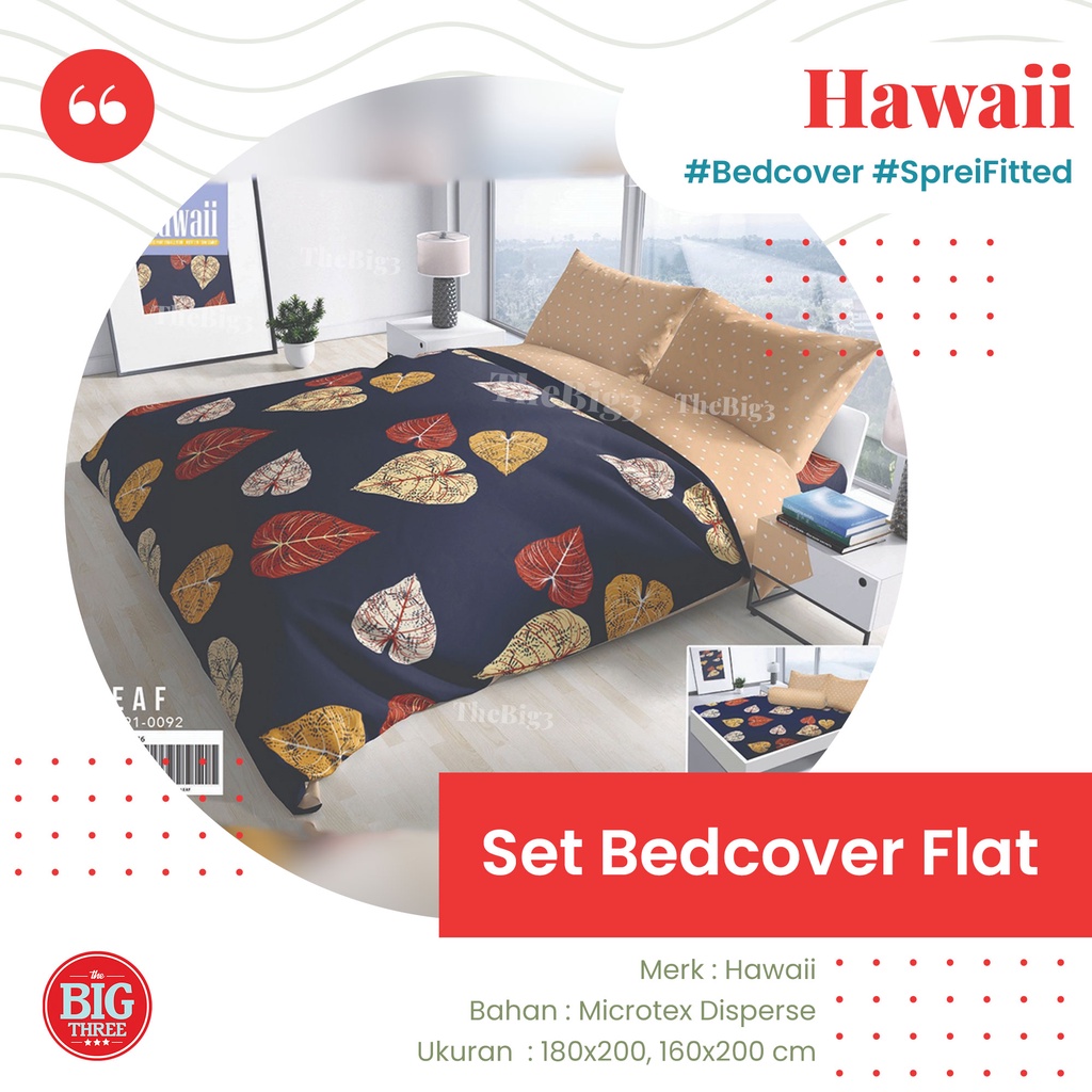 HAWAII Bedcover + Sprei 180x200 / 160x200 Motif Alba Emira Violetto Vena Tribly Damaris Flair Tara Lucano Lenora Fanya Delice Danish Valli Nautical Coconut Delano Mavi Mori Spade Club Agnia Alder Candy - King 180 BC Hawai