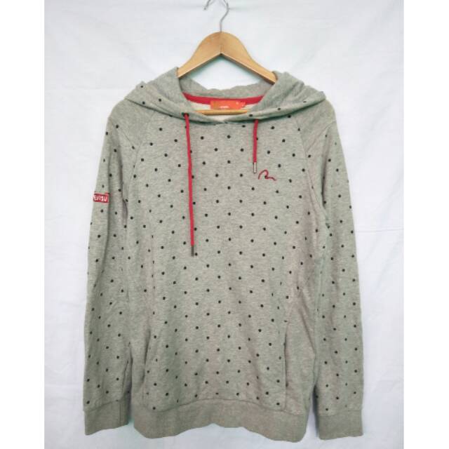 Jaket hoodie evisu second original abu2 cowok