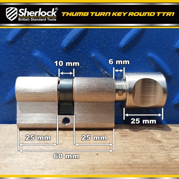 Cylinder Kunci Pintu / Sherlock 60 mm Kunci Silinder Thumbturn Putar TTR1