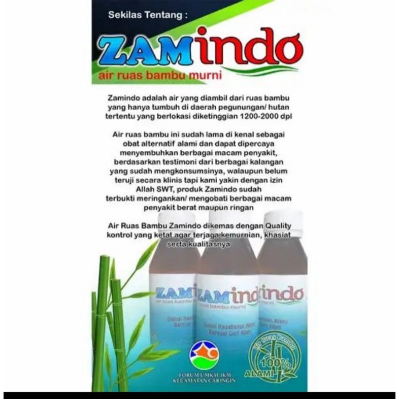 Zamindo Air Ruas Bambu Murni Asli Herbal Indonesia