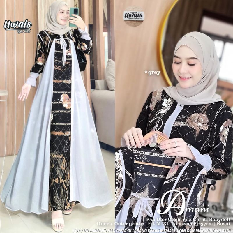 Ready Banyak Amani Set Maxy By Uwais Hijab (Produk Ori Berlabel Uwais)