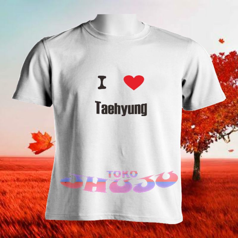 Kaos Kpop Custom i love (REQ NAMA) BTS NCT TXT EXO straykids jungkook taehyung suga taeyong haechan