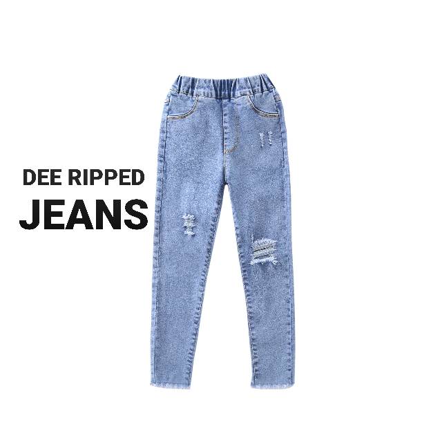 CELANA PANJANG JEANS ANAK MODEL ROBEK / RIPPED JEANS ANAK IMPORT KOREA