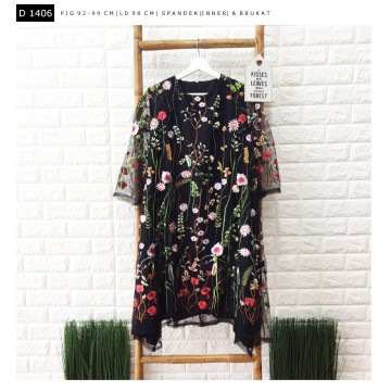 Full Brukan Black Dress Wanita Hello elice ( D 1406 )