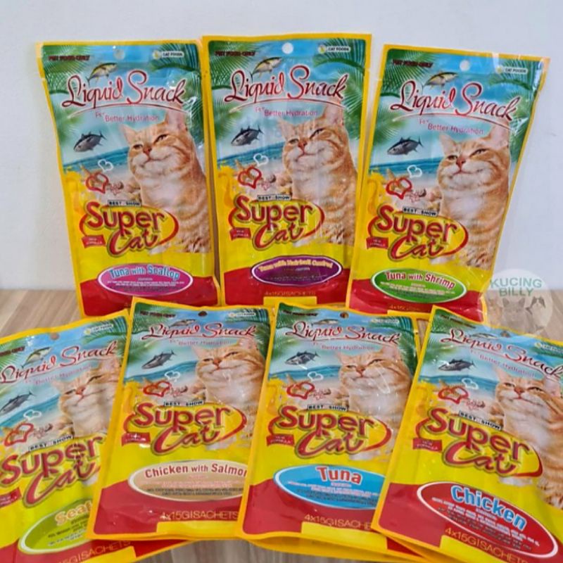 Supercat Snack creamy treat 60gr 1 dus (isi 24) Super cat Snack Kucing Cemilan Kucing Price Promo