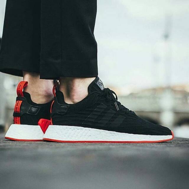 Adidas Nmd R2  Black Red Premium Original sepatu pria murah sneakers cowok terbaru promo new sale