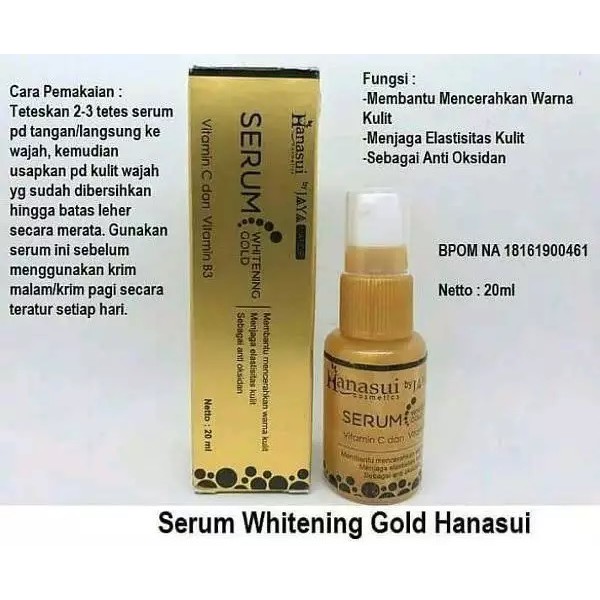 Jual [Ready Cod] Hanasui Serum Wajah Whitening Gold Bpom Indonesia|Shopee Indonesia