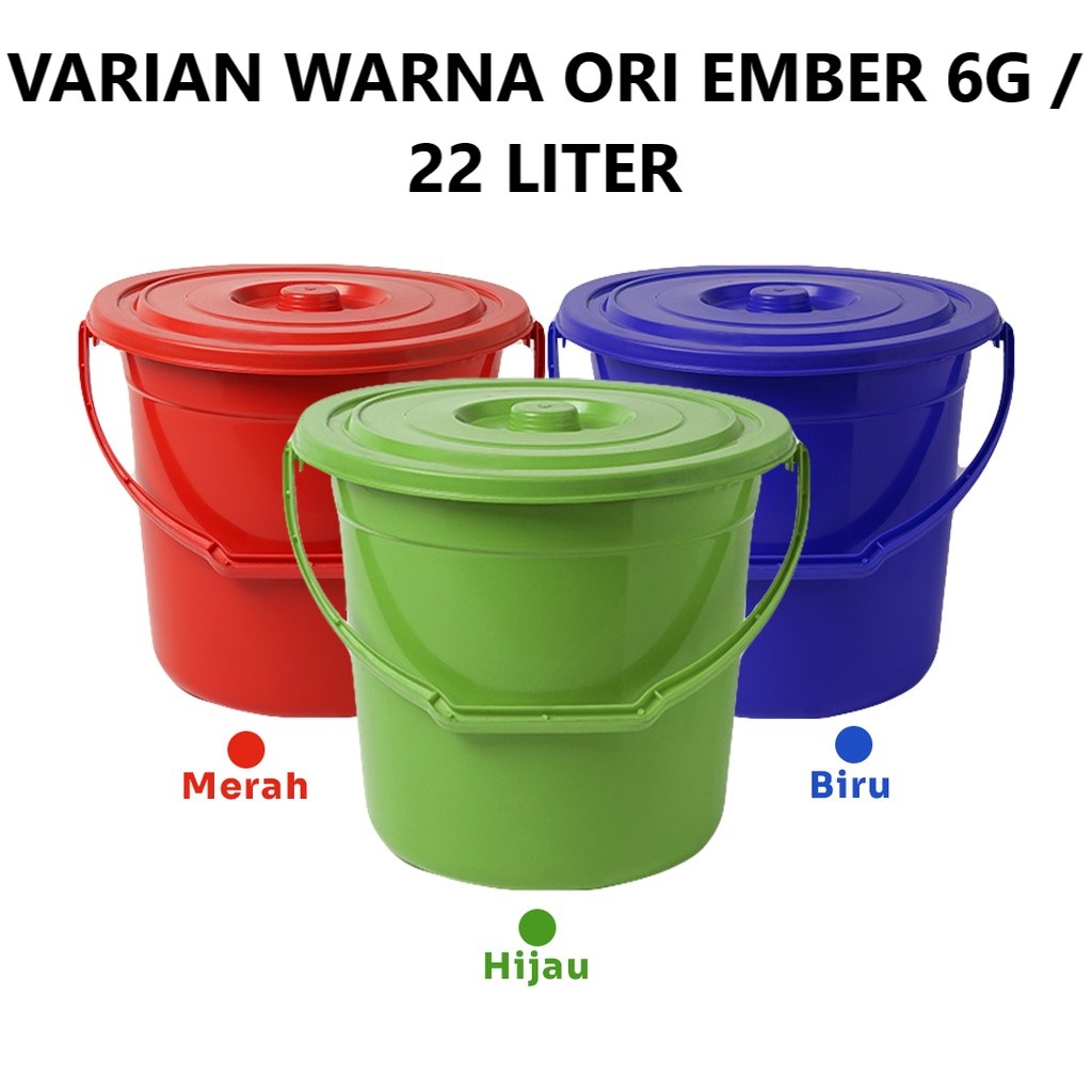 Ember Plastik Gagang Tutup - Kapasitas 6 Galon atau 22 Liter - Tanaka Plastic