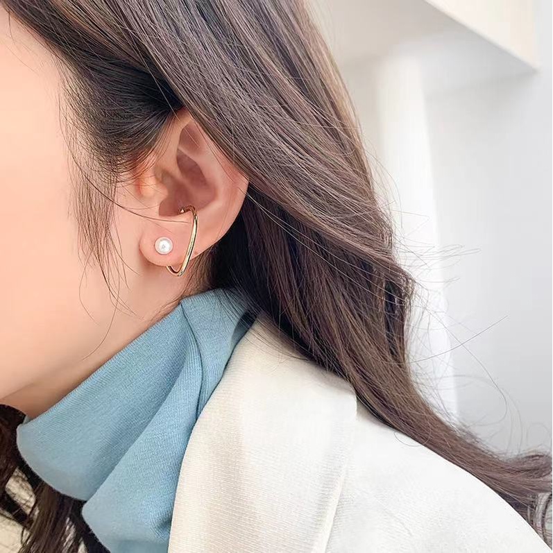 Korea G berbentuk mutiara anting-anting wanita temperamen pribadi minoritas tinggi rasa sterling sil