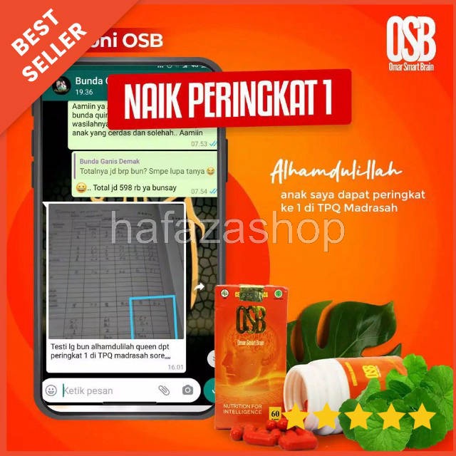 OSB Vitamin Otak Anak dan dewasa Omar Smart Brain Kapsul 100 % Produk Asli &amp; Original Free Madu Bee Omar