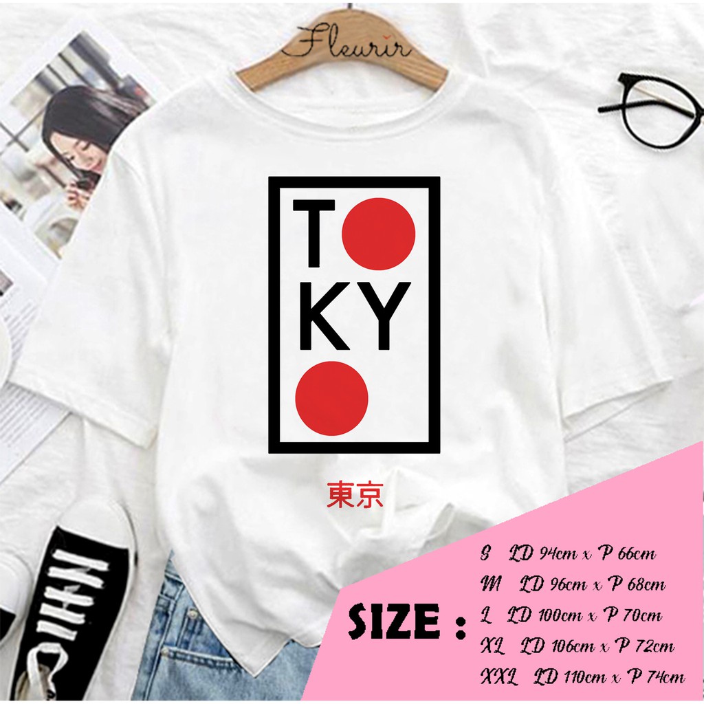 FLEURIR - KAOS TOKYO WANITA DEWASA LENGAN PENDEK TUMBLR TEE UNISEX