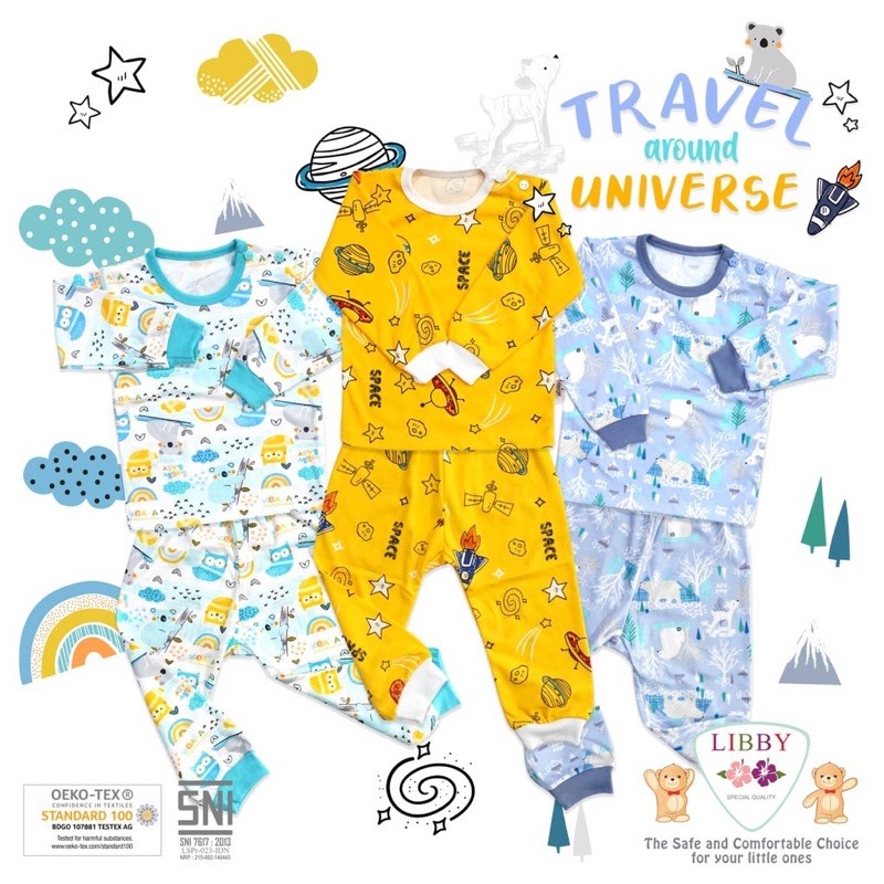 LIBBY Setelan Panjang S M L 2L XL XXL  Lullaby Sablon Boy Mix Girl TravelPakaian Bayi Libby CBKS