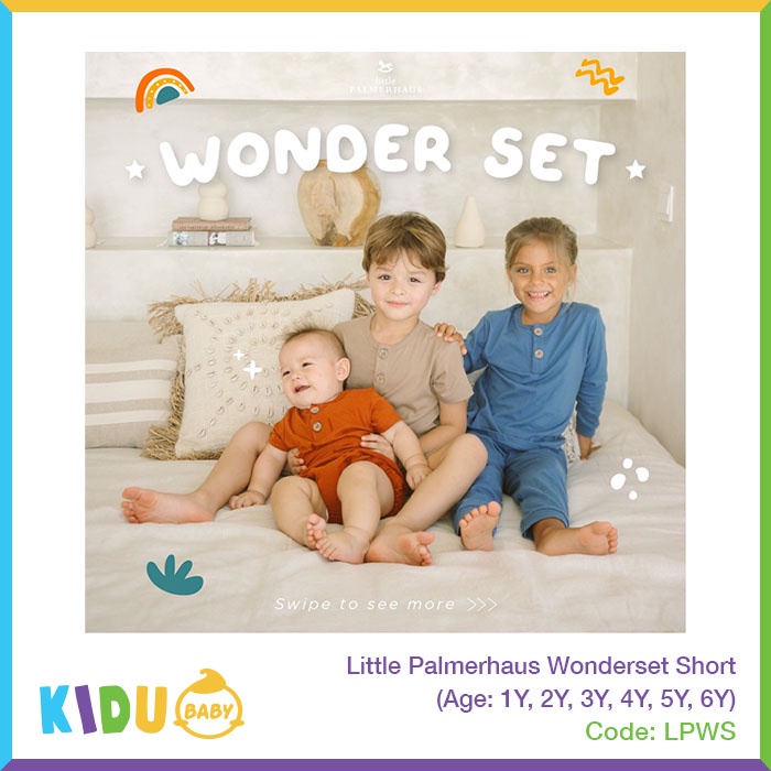 Little Palmerhaus Wonderset Short Baju Bayi Baju Anak Lengan Pendek Celana Pendek Kidu Baby